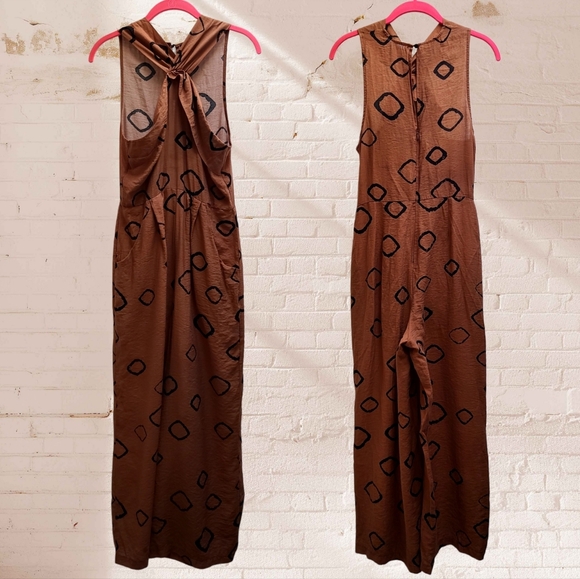 Anthropologie Eva Franco Terracotta Geometric Jumpsuit Size 6 - Picture 5 of 8